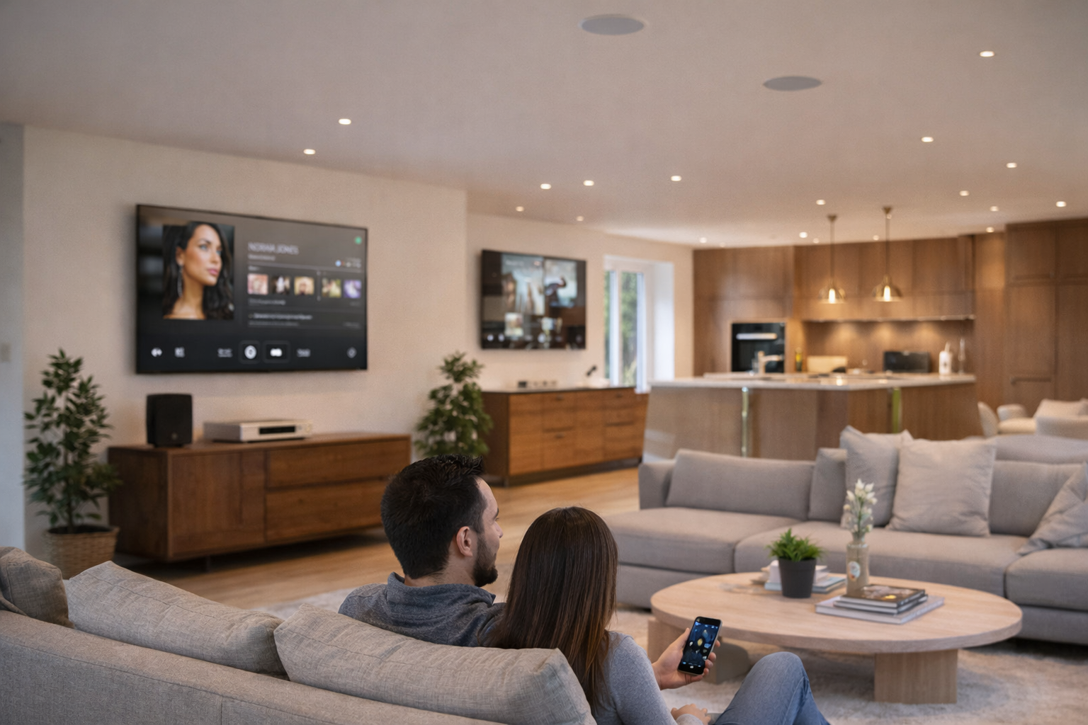 Discreet multi-room audio in a contemporary home